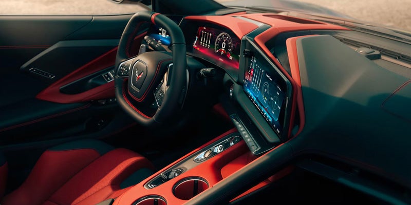 2027 Chevrolet Corvette cockpit with dual-screen driver display