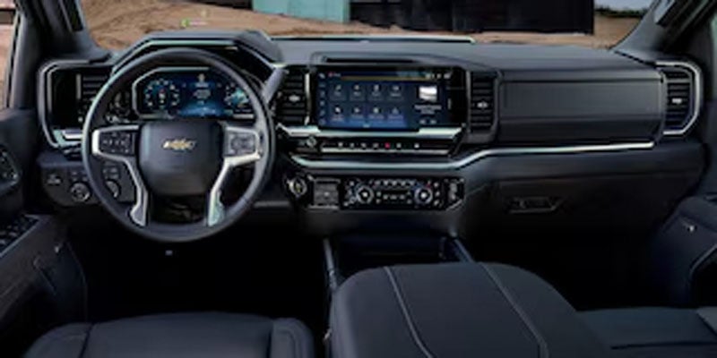 2026 Silverado 2500HD interior with the dashboard and centre touchscreen